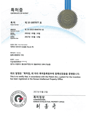 특허증 (캐릭터 마스크)